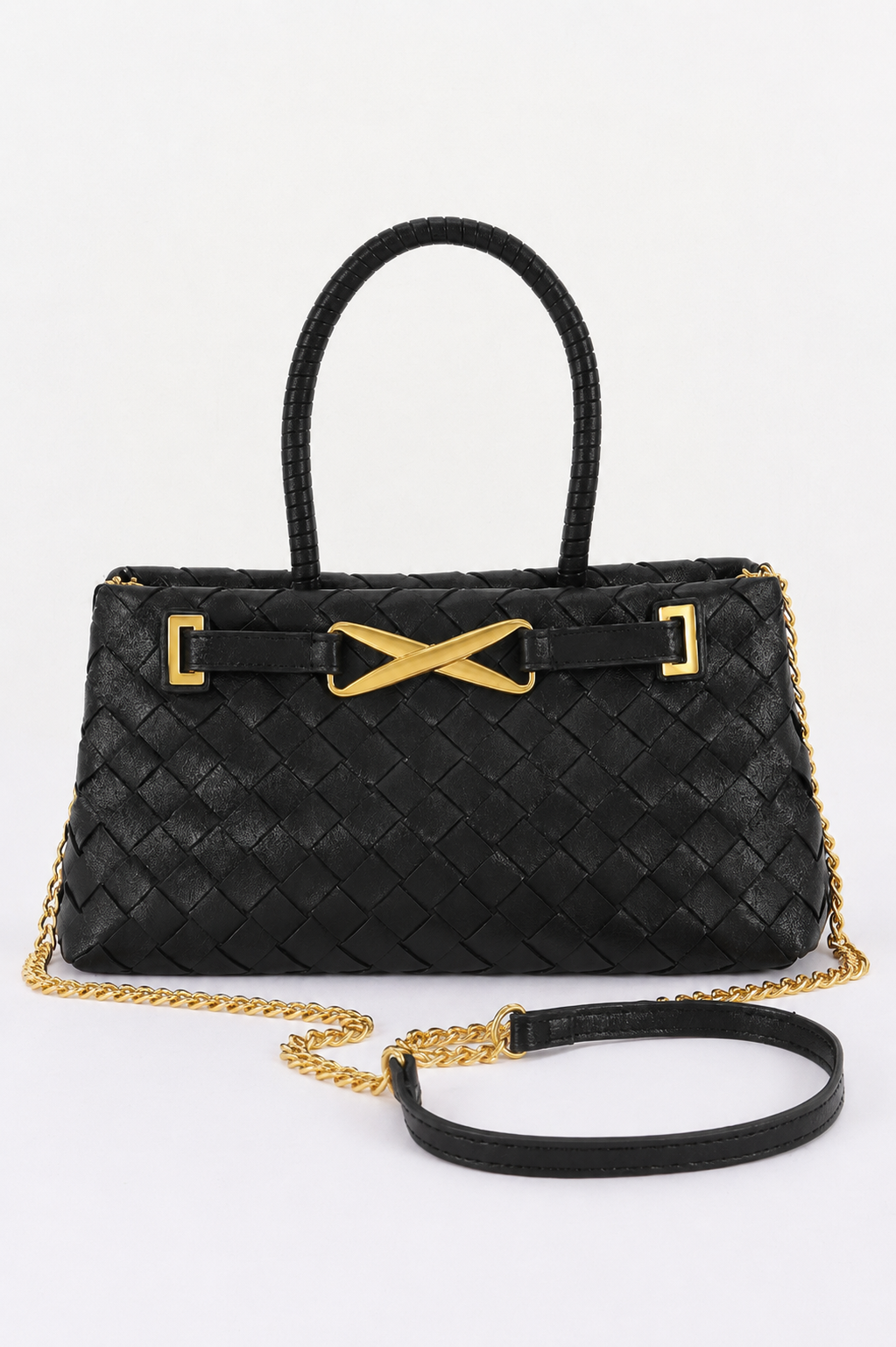 Braided Vegan Leather Top Handle Bag
